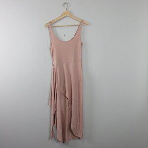 Reformation Jeans Kaila Tank Midi Wrap Dress S Pink Knit Stretch Casual Chic 310